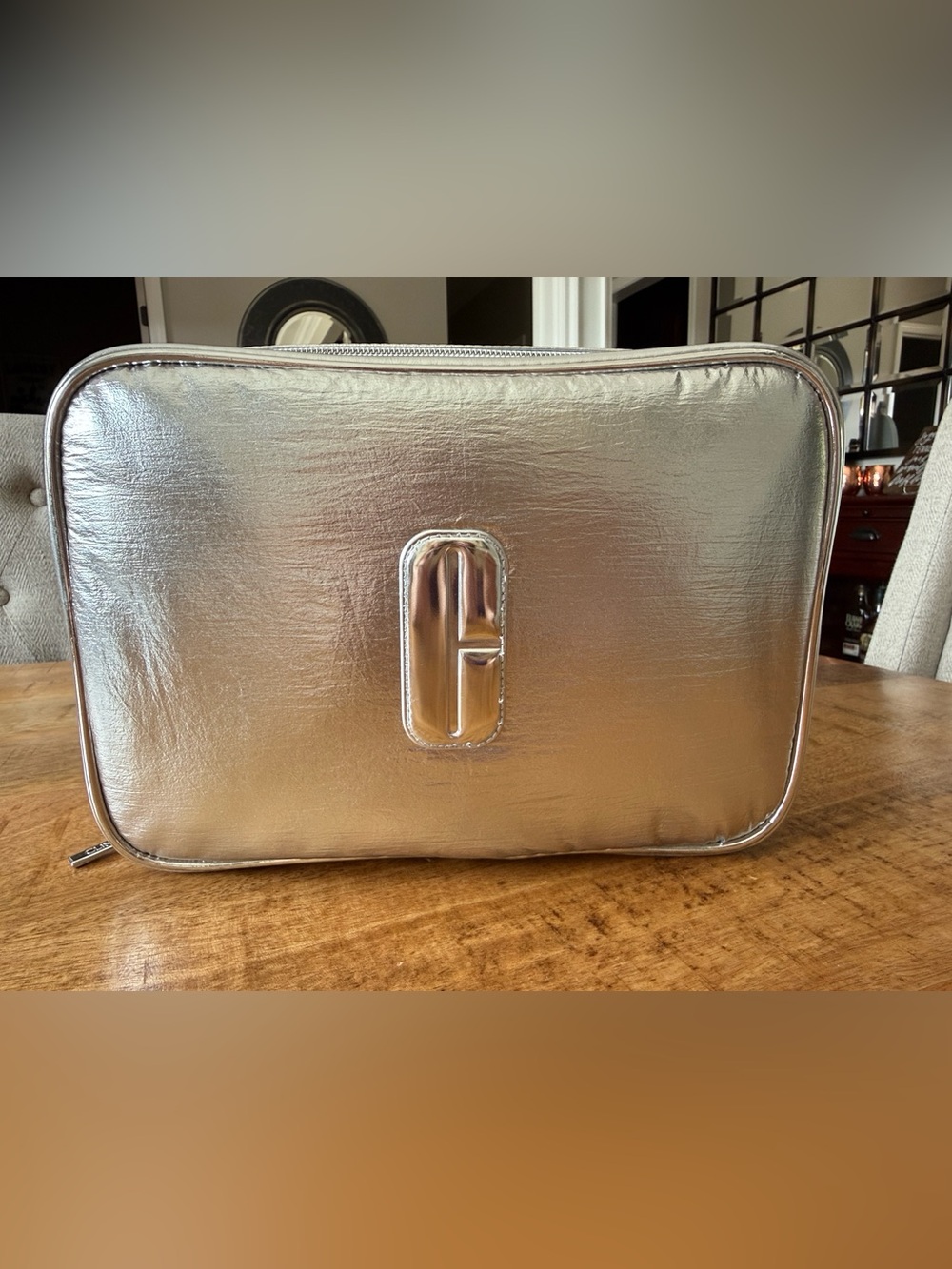 Clinique Metallic Silver Travel Cosmetic Pouch